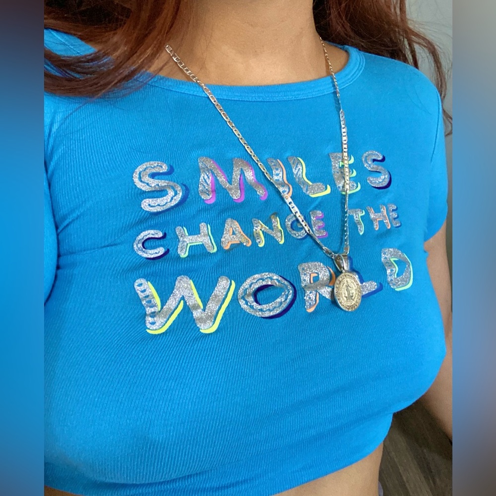 Cropped Baby Blue T Shirt